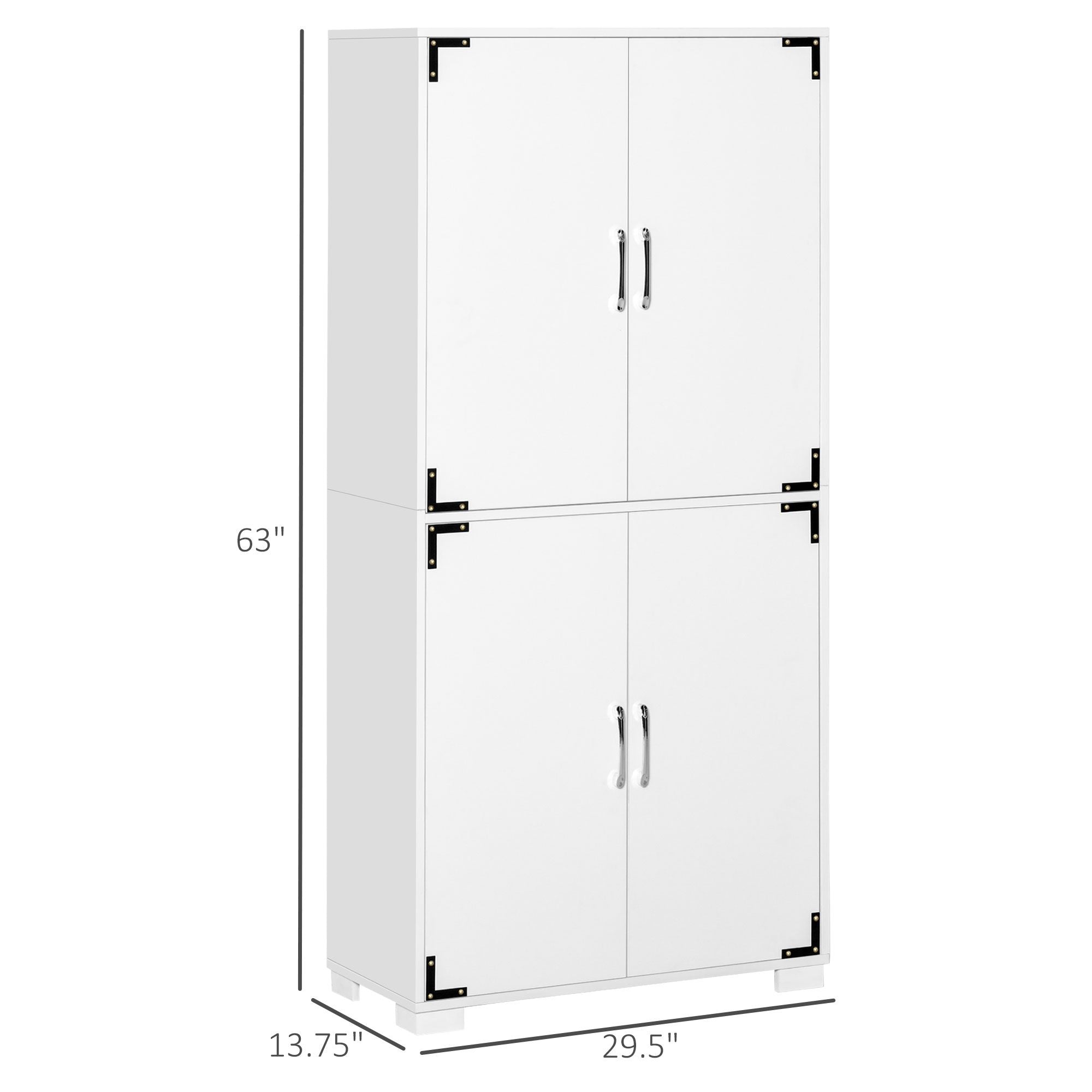 Farmhouse 4-Door Storage Cabinet with Ample Shelving