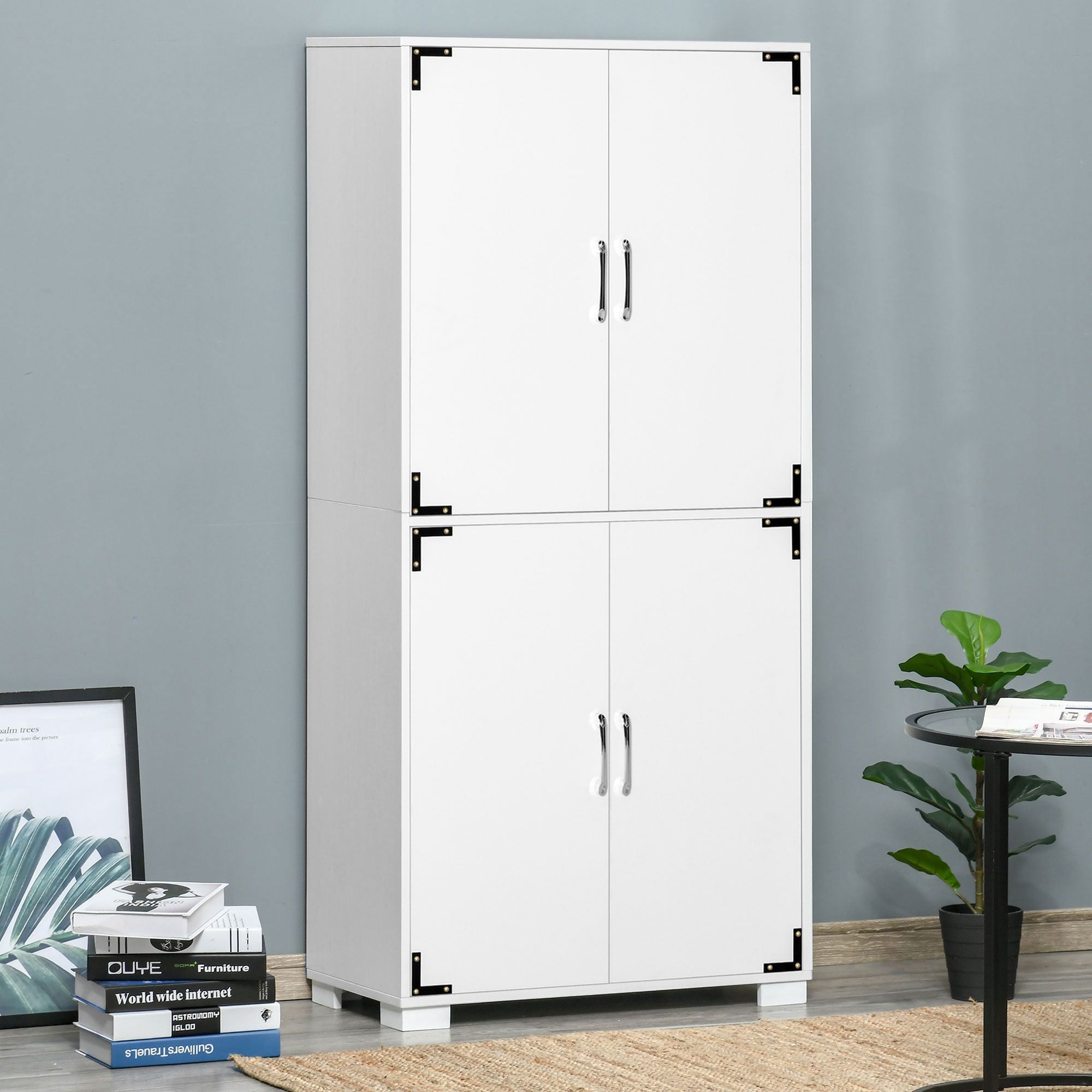 Farmhouse 4-Door Storage Cabinet with Ample Shelving