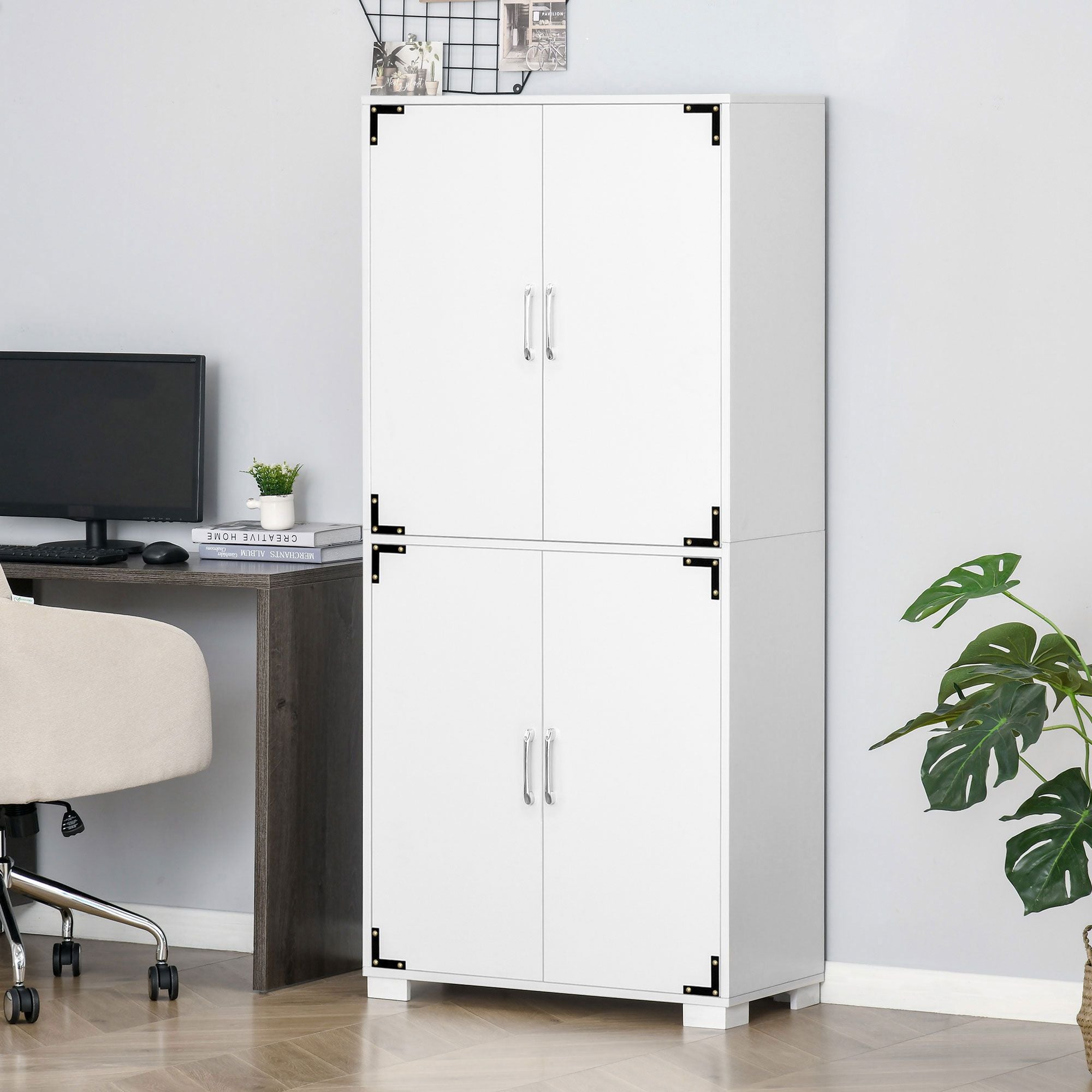 Farmhouse 4-Door Storage Cabinet with Ample Shelving