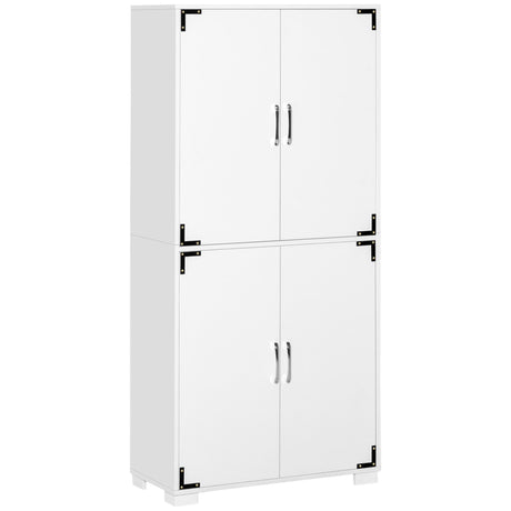 Farmhouse 4-Door Storage Cabinet with Ample Shelving