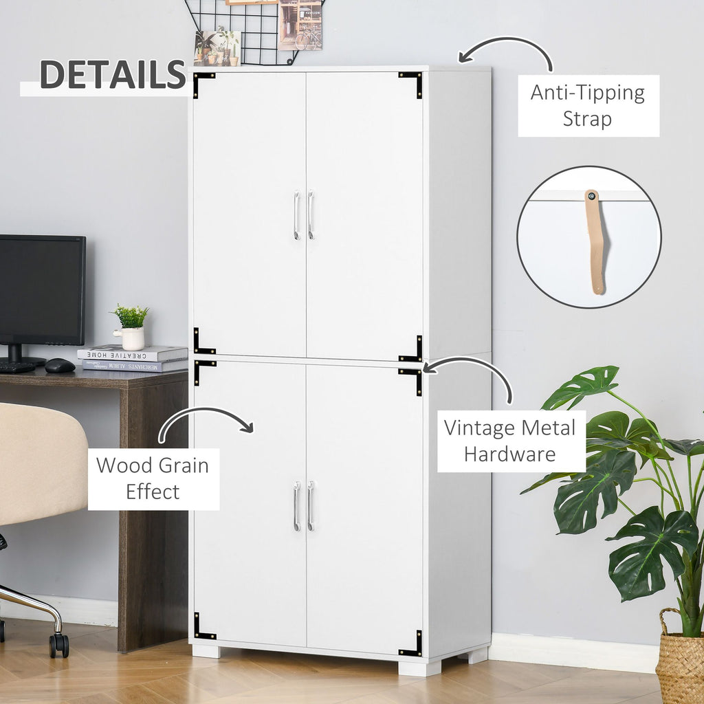 Farmhouse 4-Door Storage Cabinet with Ample Shelving