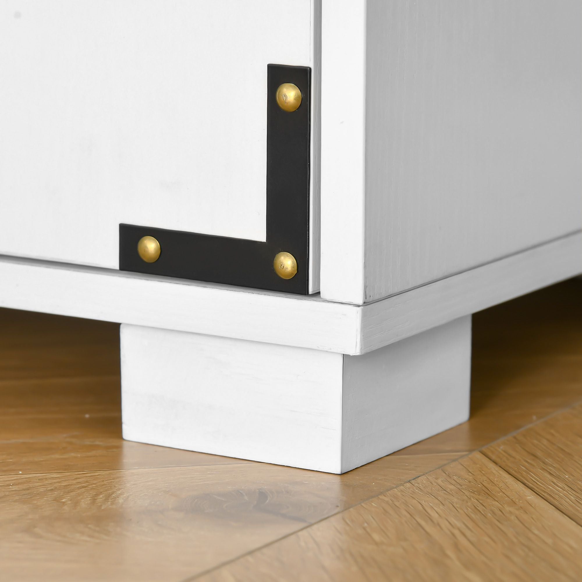 Farmhouse 4-Door Storage Cabinet with Ample Shelving