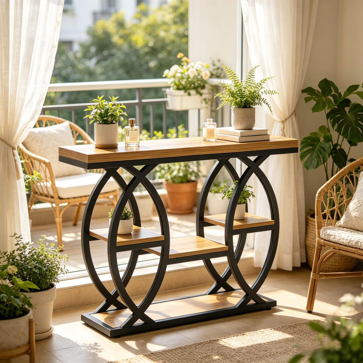 Industrial Four-Tier Console for Compact Spaces
