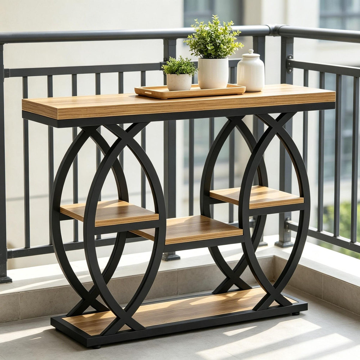 Industrial Four-Tier Console for Compact Spaces