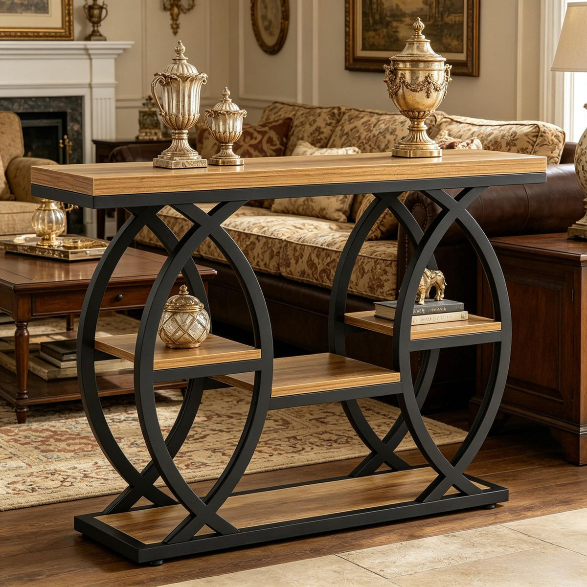 Industrial Four-Tier Console for Compact Spaces