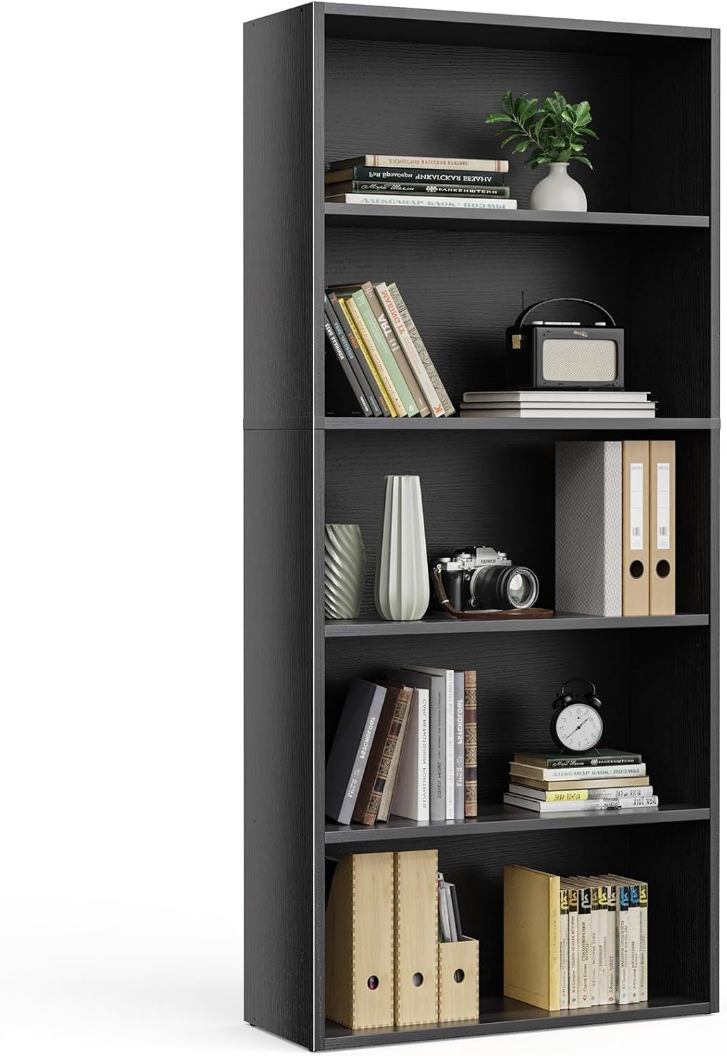 Industrial Five-Shelf Bookcase for Home or Office