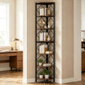 Seven-Tier Industrial Corner Bookshelf