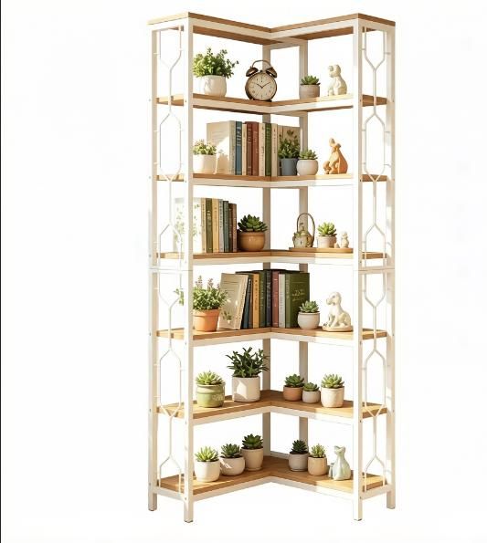 Industrial Hexagonal Corner Bookcase