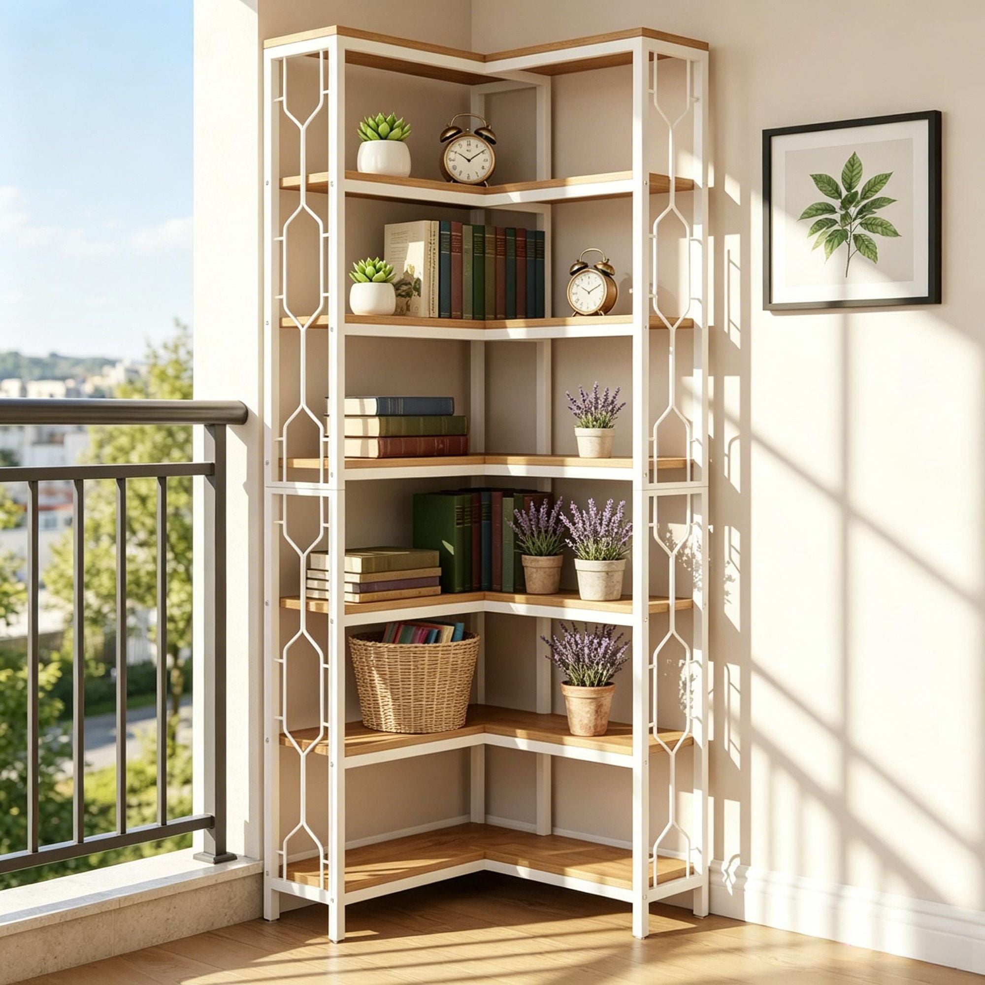 Industrial Hexagonal Corner Bookcase