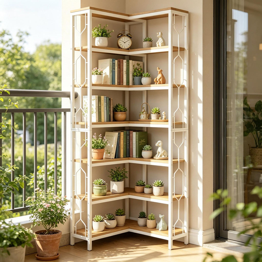 Industrial Hexagonal Corner Bookcase