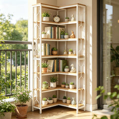 Industrial Hexagonal Corner Bookcase