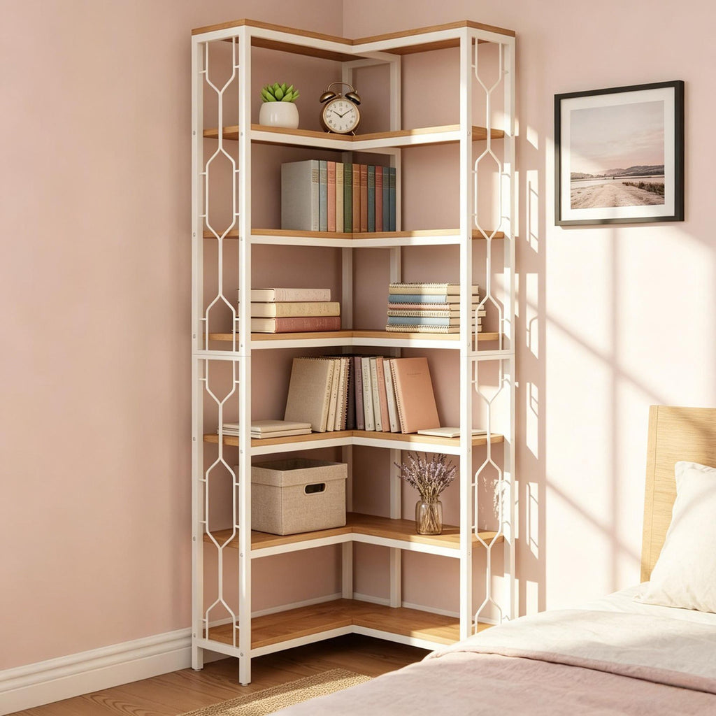 Industrial Hexagonal Corner Bookcase