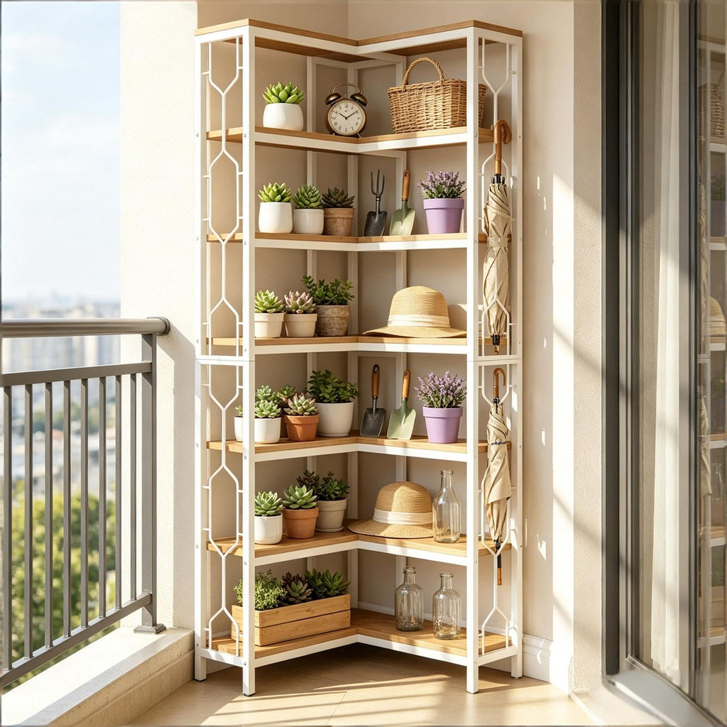Industrial Hexagonal Corner Bookcase