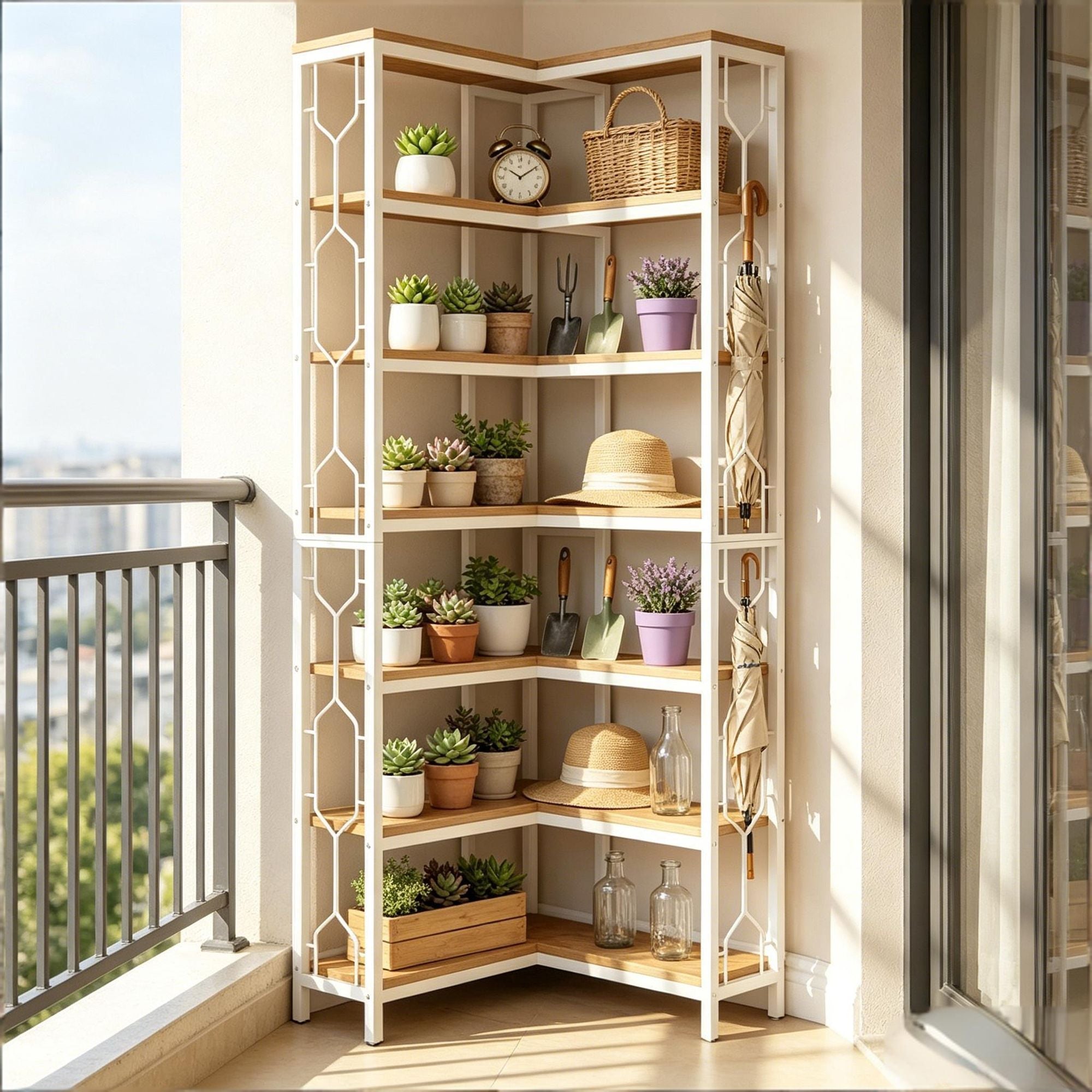 Industrial Hexagonal Corner Bookcase