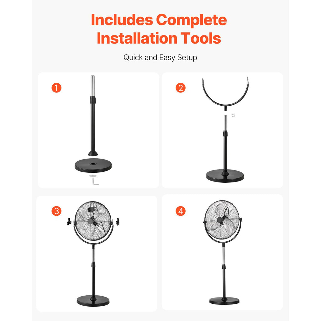 VEVOR Industrial Pedestal Fan with Adjustable Airflow