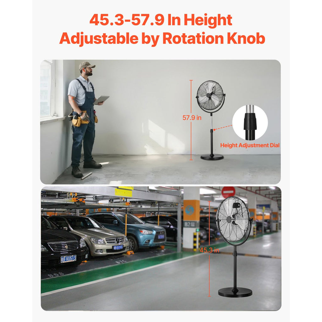 VEVOR Industrial Pedestal Fan with Adjustable Airflow