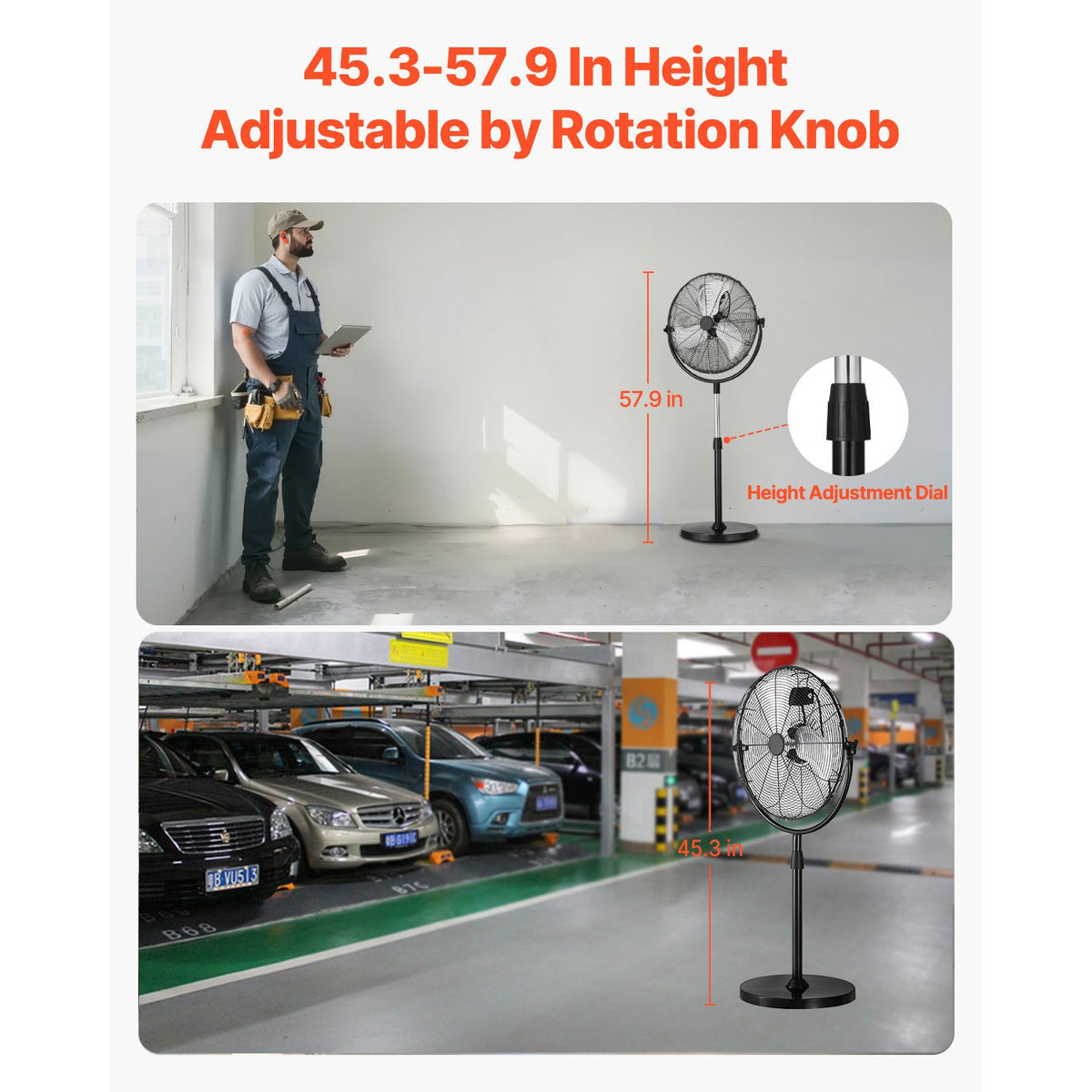 VEVOR Industrial Pedestal Fan with Adjustable Airflow