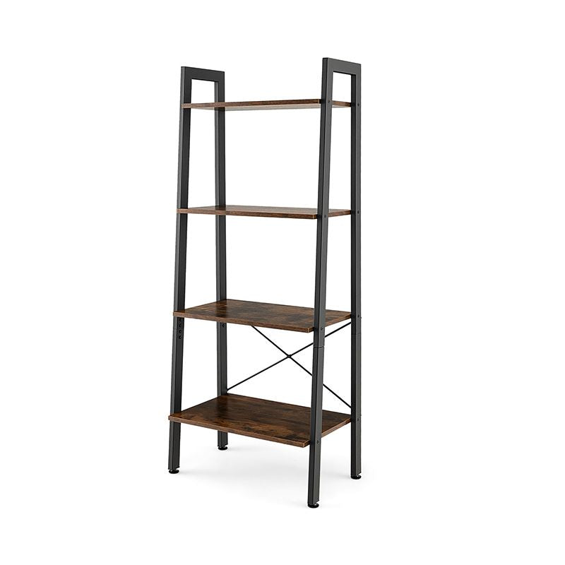 Industrial Four-Tier Bookshelf for Storage and Display