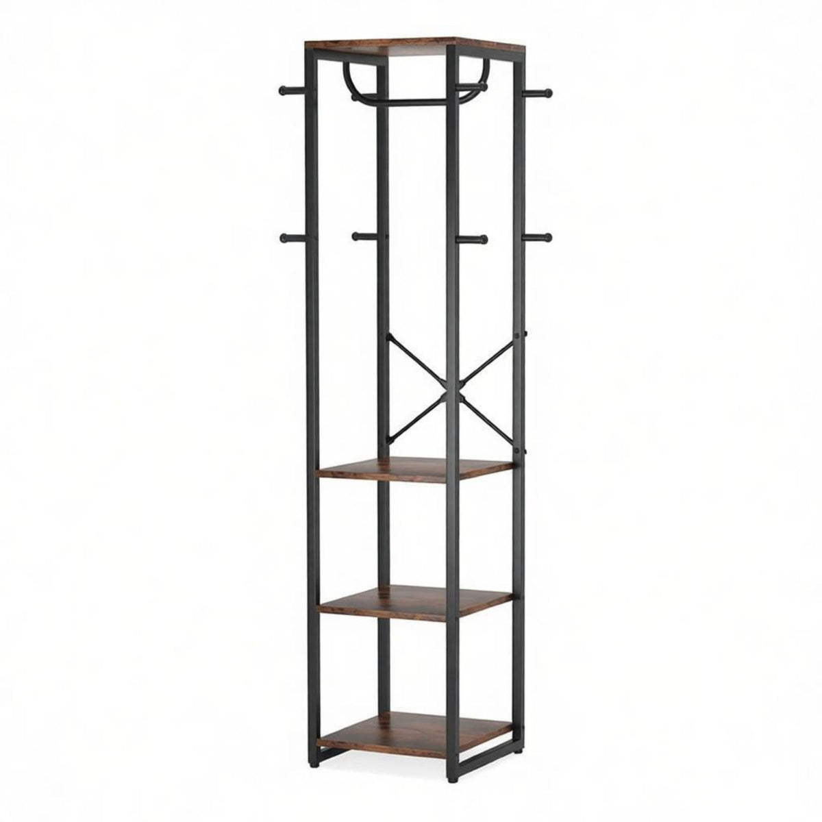 Industrial Entryway Coat Rack with Shelves and Hooks