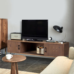 Industrial Reclaimed Wood Media TV Stand – 2 Storage Cabinets