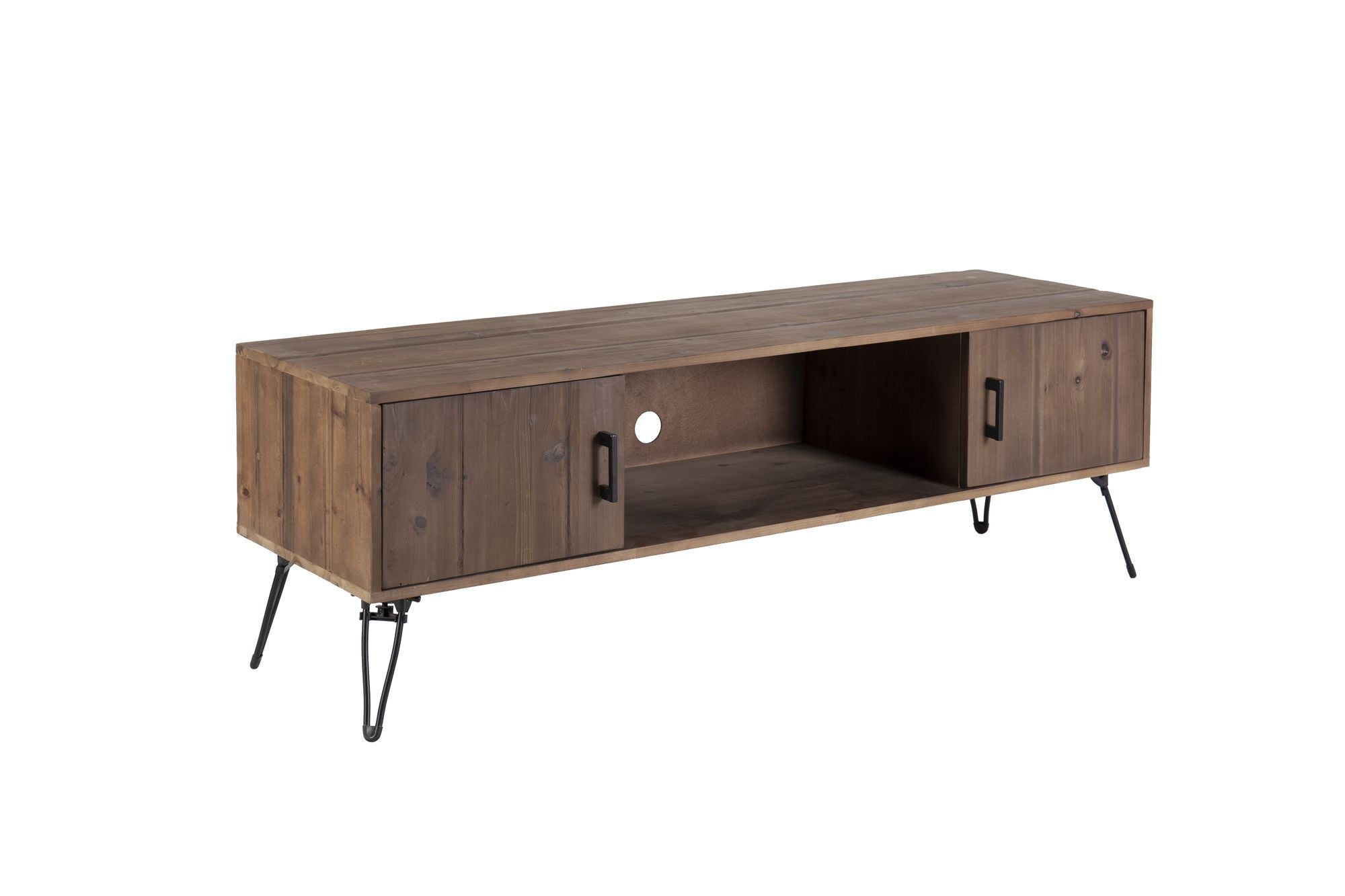 Industrial Reclaimed Wood Media TV Stand – 2 Storage Cabinets
