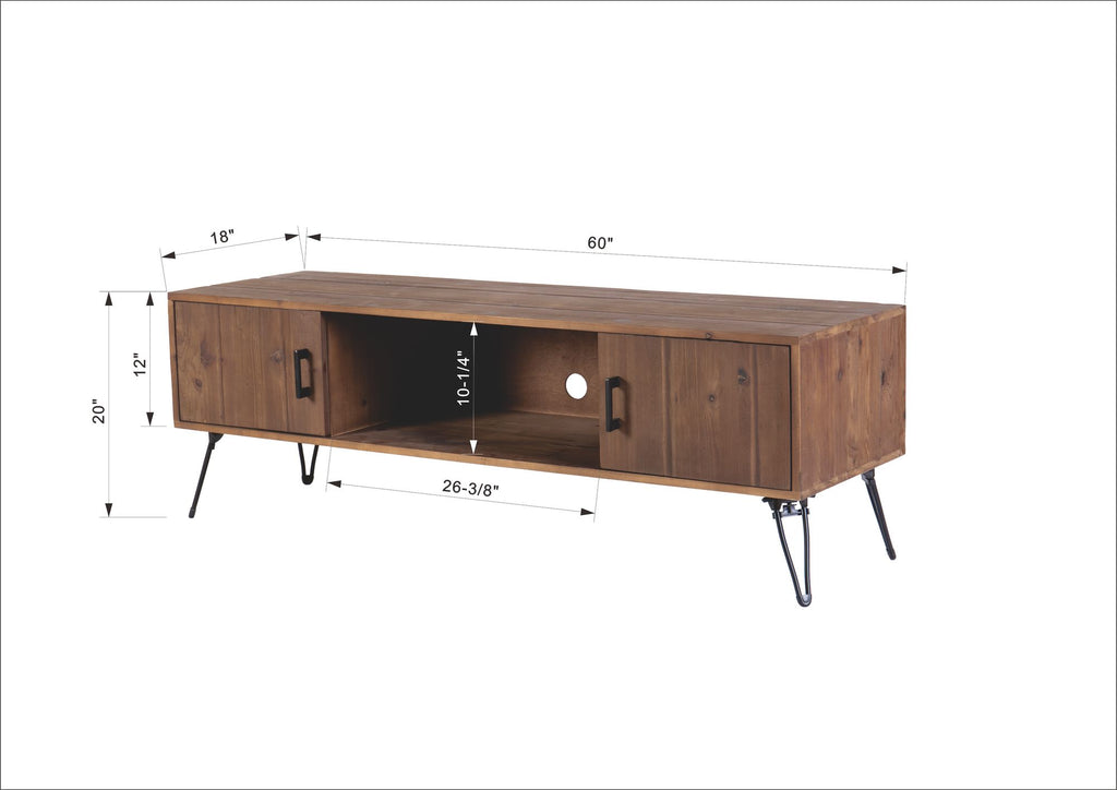 Industrial Reclaimed Wood Media TV Stand – 2 Storage Cabinets