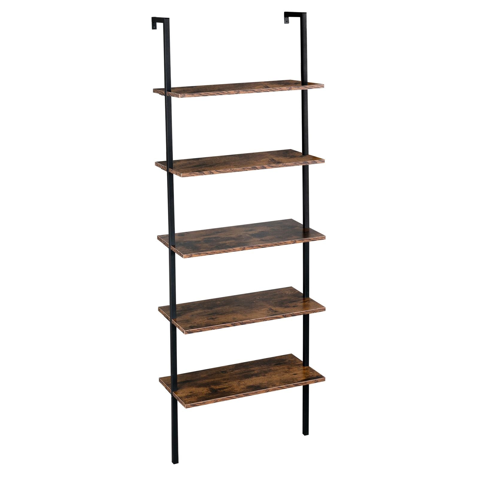 Industrial Ladder Shelf: 5-Tier Wall-Mounted Bookcase