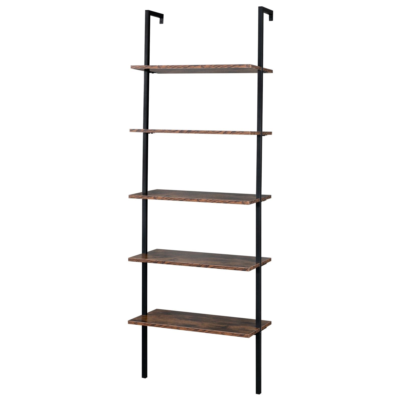Industrial Ladder Shelf: 5-Tier Wall-Mounted Bookcase