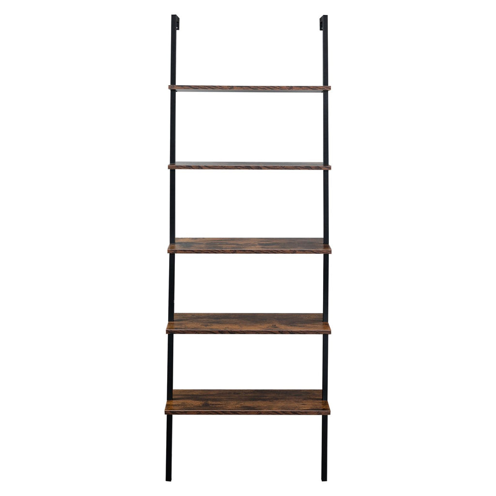 Industrial Ladder Shelf: 5-Tier Wall-Mounted Bookcase