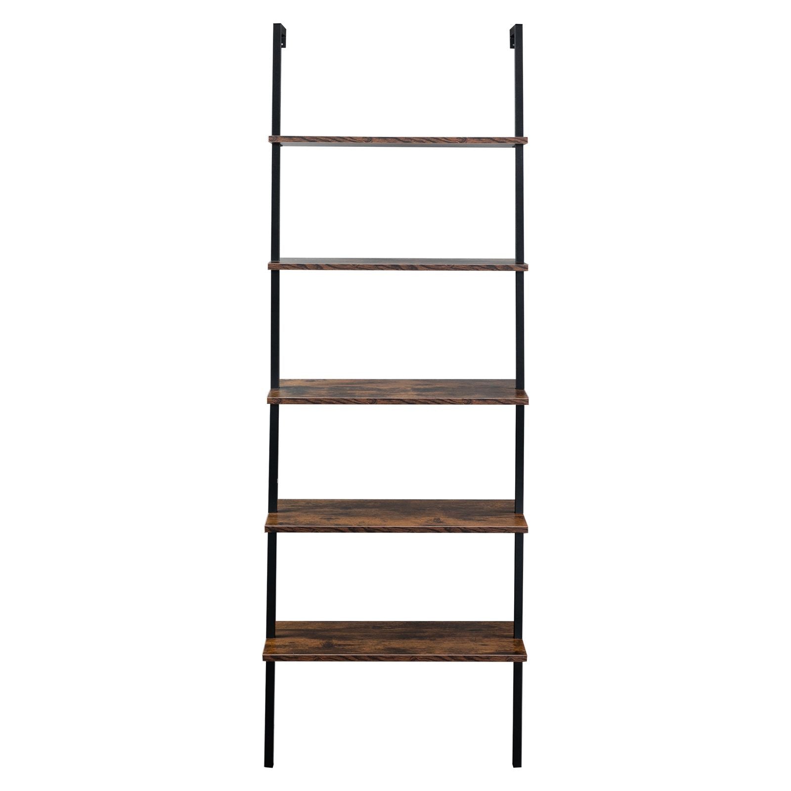 Industrial Ladder Shelf: 5-Tier Wall-Mounted Bookcase
