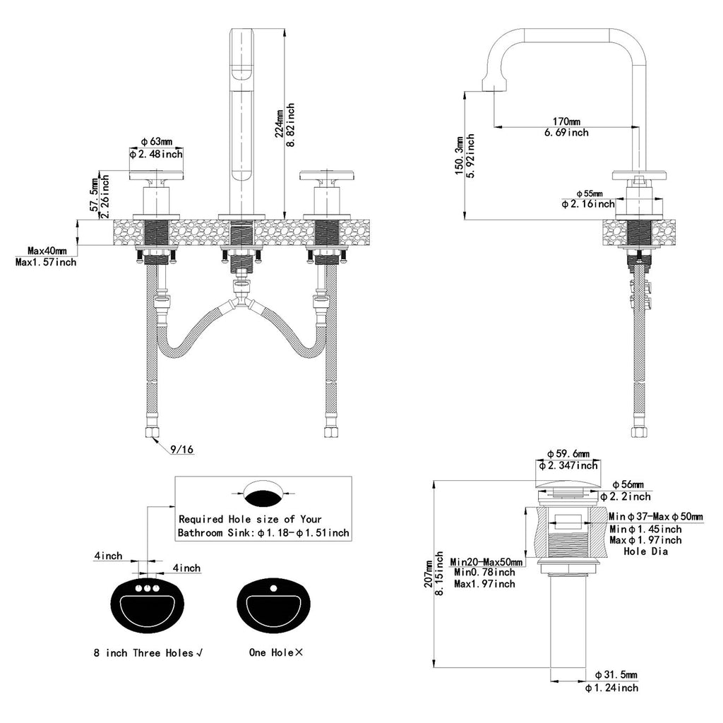 Industrial Widespread Bathroom Faucet with Wheel Handles