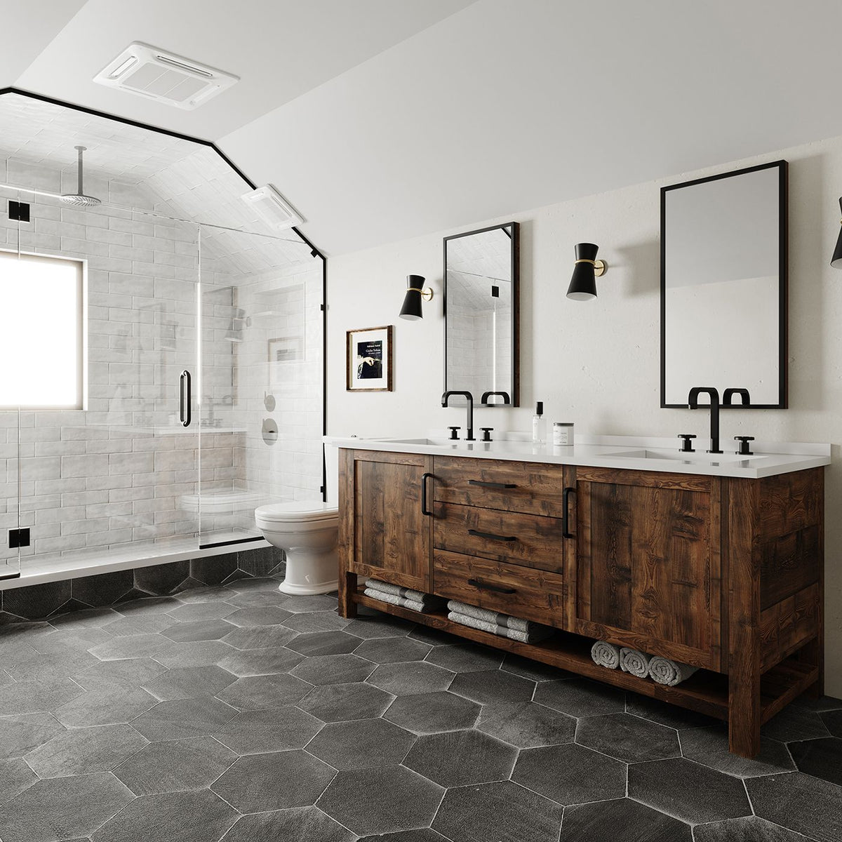 Industrial Widespread Bathroom Faucet with Wheel Handles