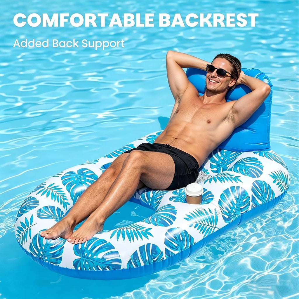 Inflatable Pool Lounger with Adjustable Removable Canopy