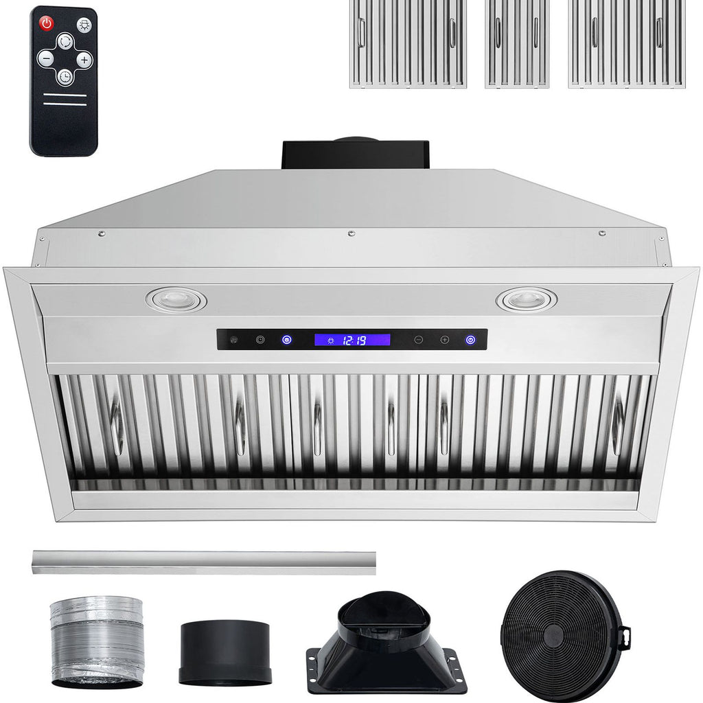 900CFM 30- Built-in Range Hood with Touch & Remote Control, LED Lights, and Baffle Filters