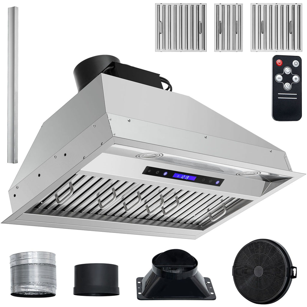 900CFM 30- Built-in Range Hood with Touch & Remote Control, LED Lights, and Baffle Filters