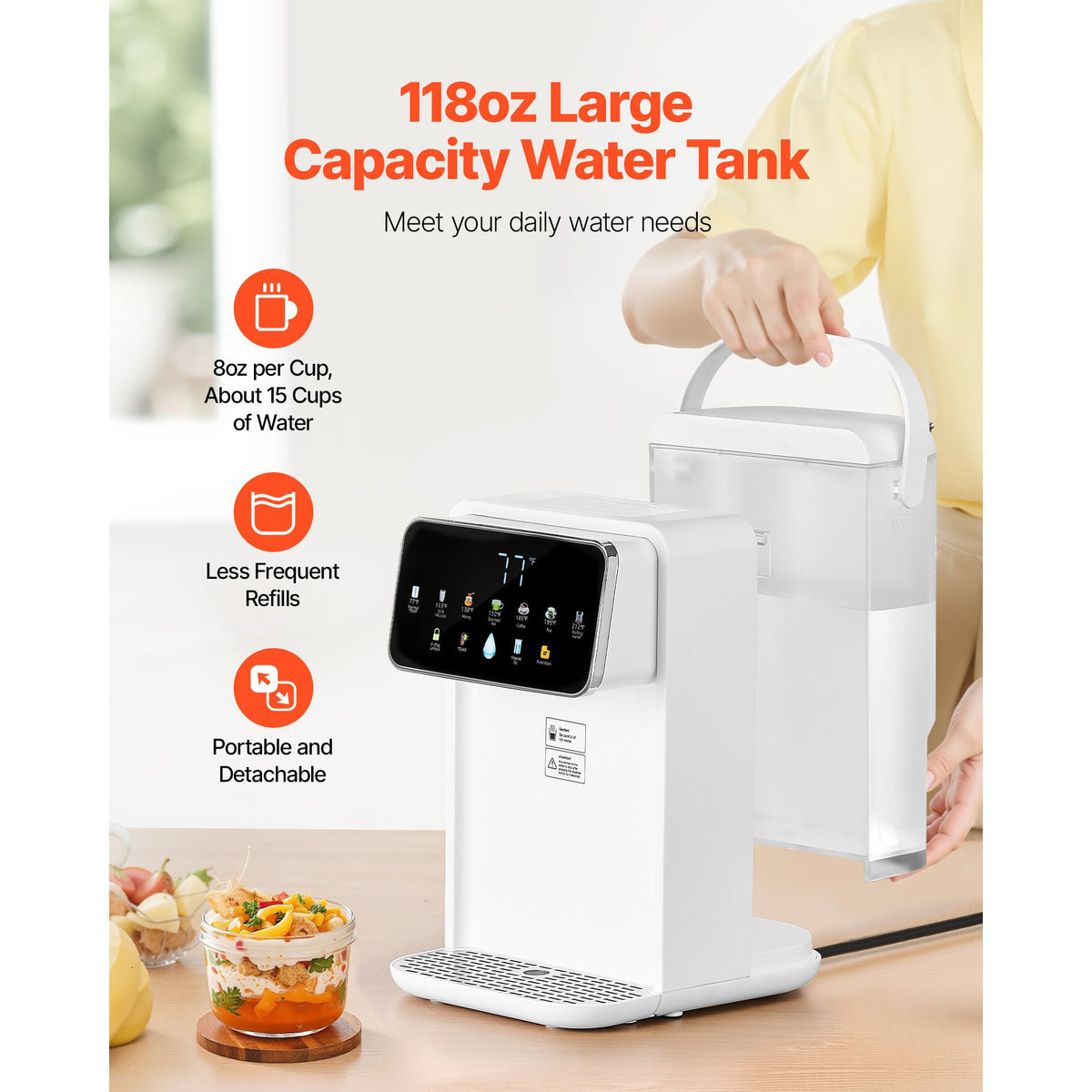 Instant Hot Water Dispenser with Touchscreen Controls
