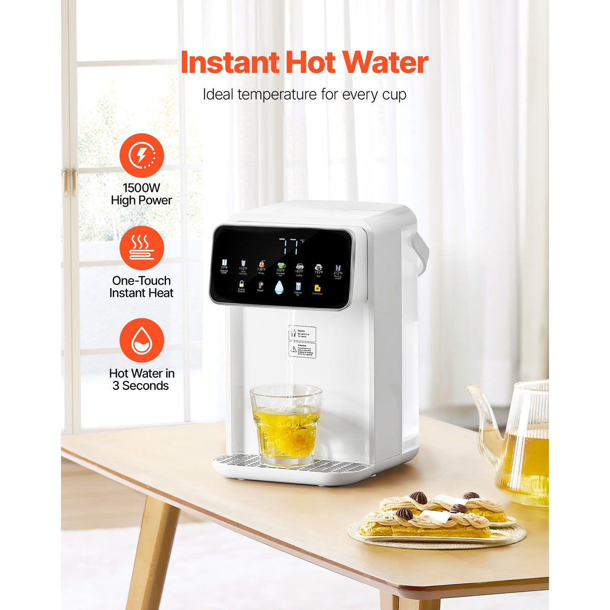 Instant Hot Water Dispenser with Touchscreen Controls