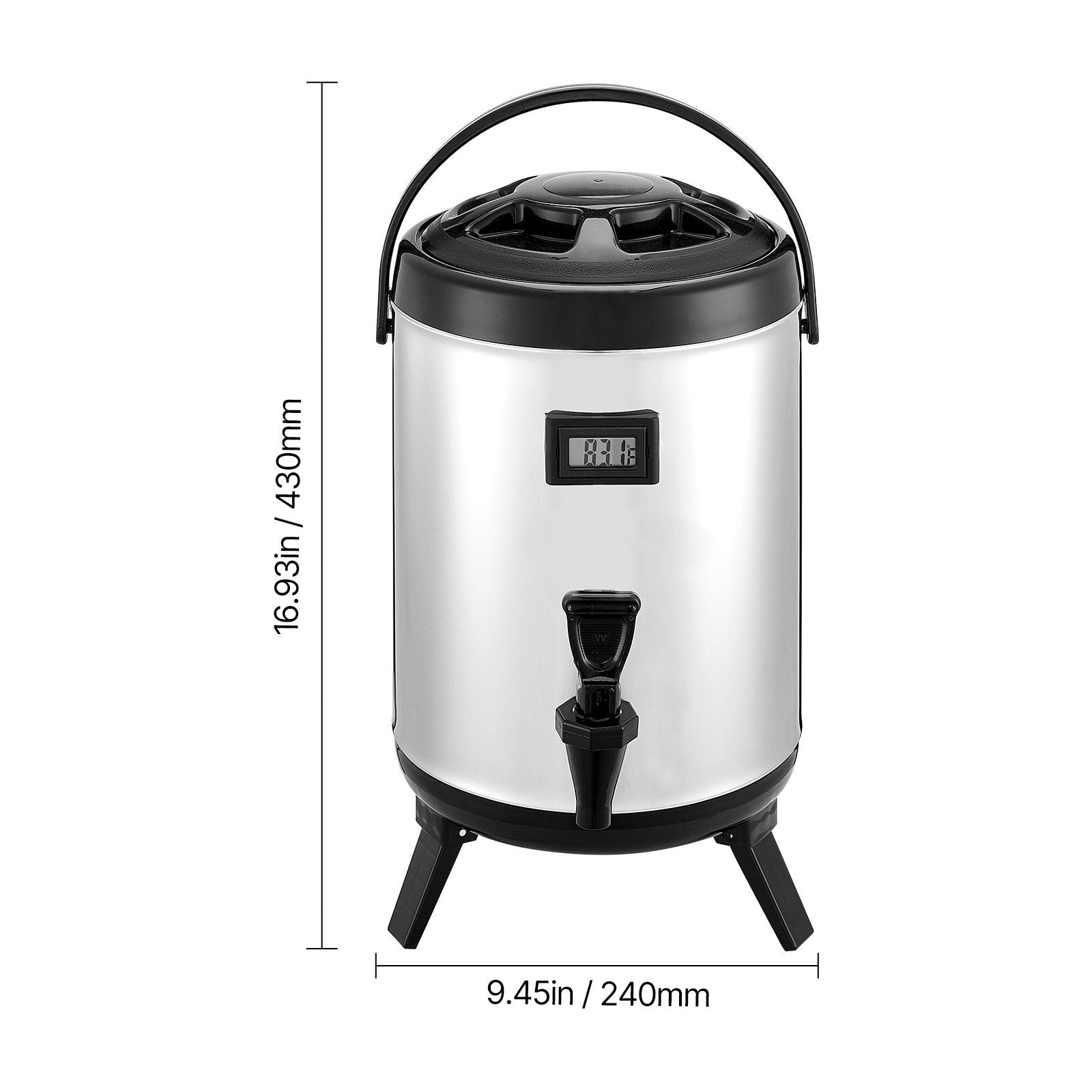 Insulated Beverage Dispenser with Real-Time Temp Display, 1.5 Gal