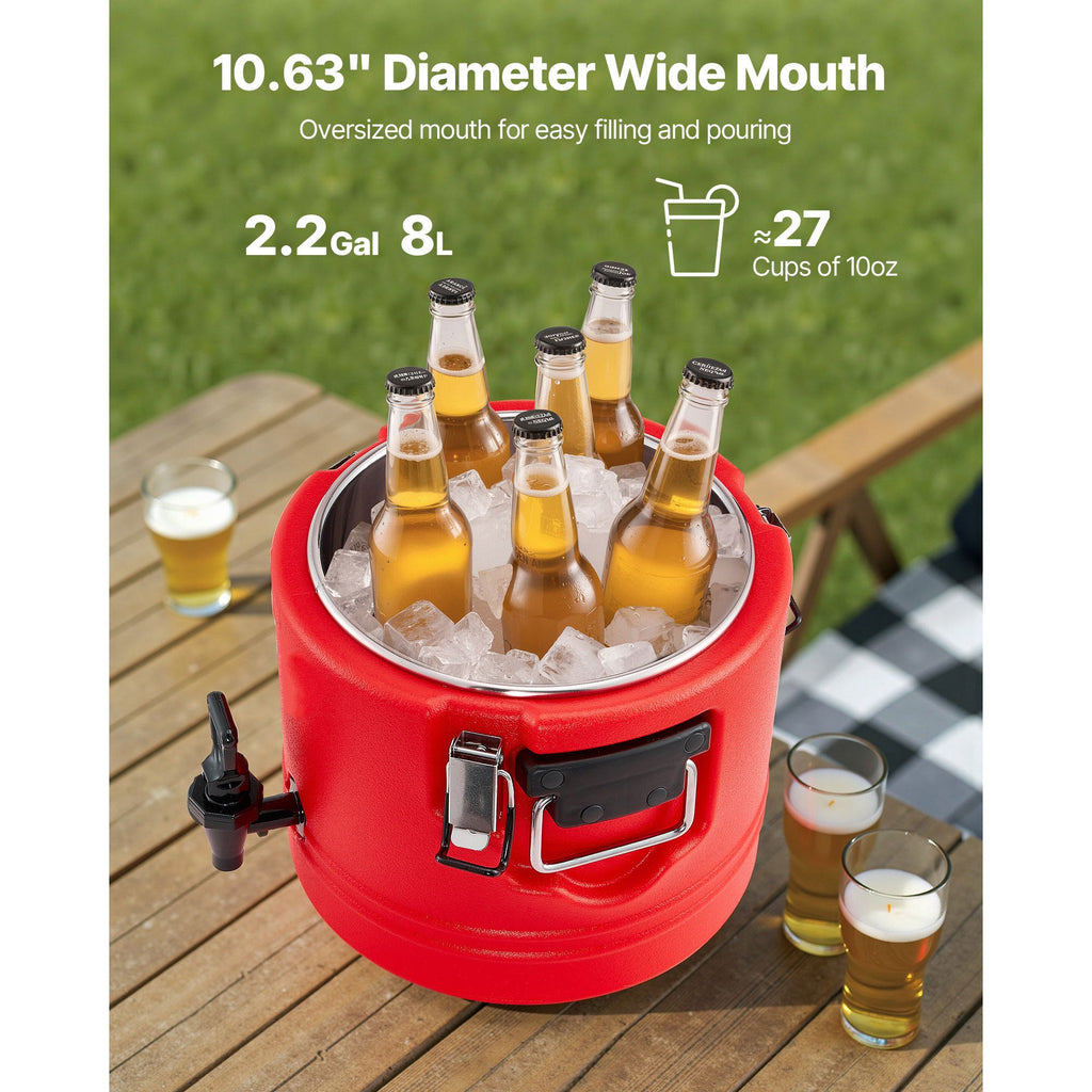 Insulated Beverage Dispenser – 2.2 Gal Hot & Cold Drink Server with Spigot