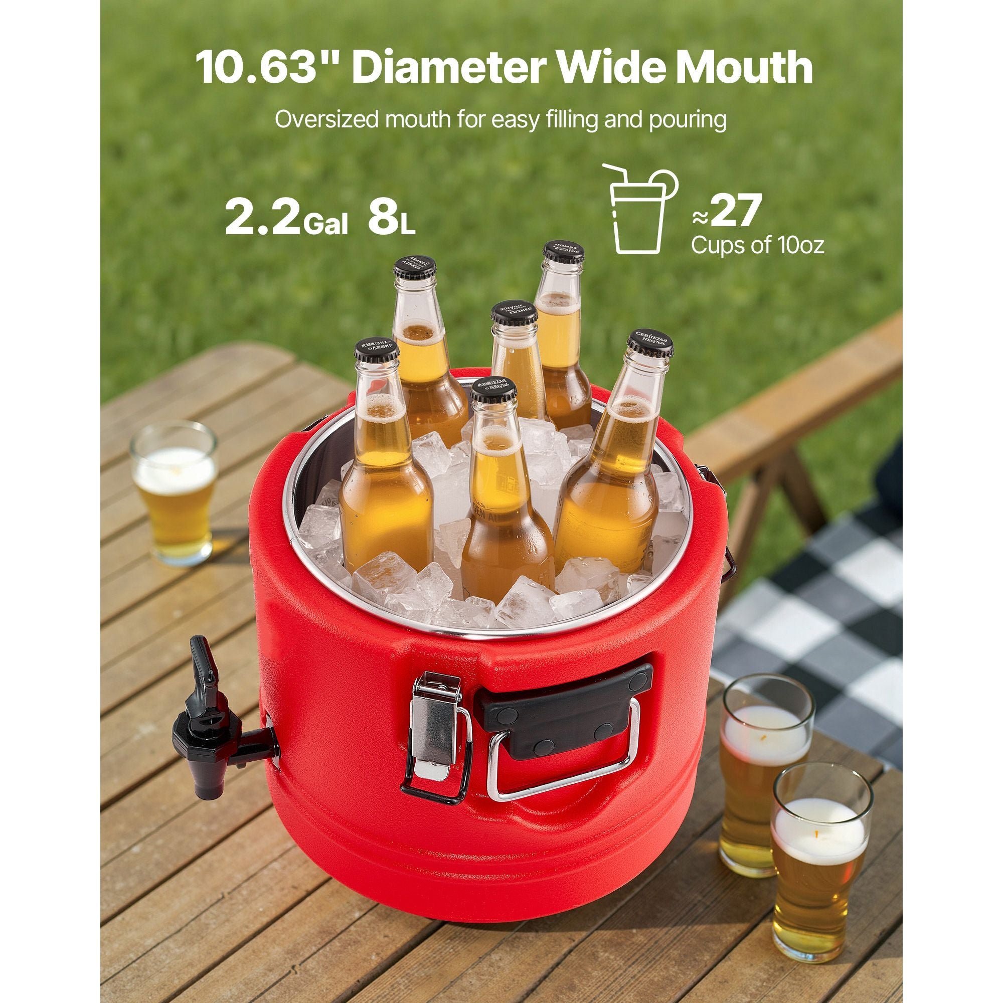 Insulated Beverage Dispenser – 2.2 Gal Hot & Cold Drink Server with Spigot