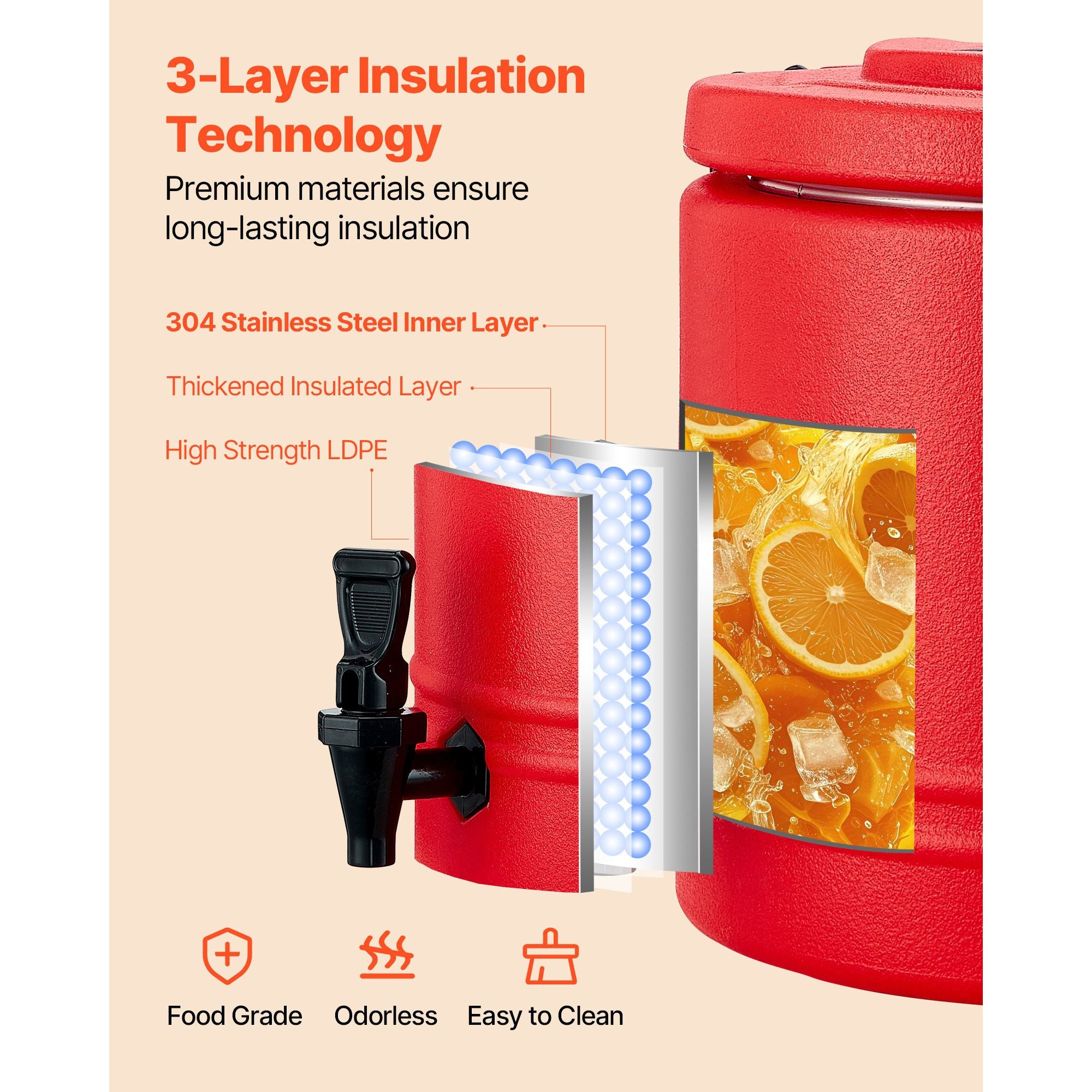Insulated Beverage Dispenser – 2.2 Gal Hot & Cold Drink Server with Spigot