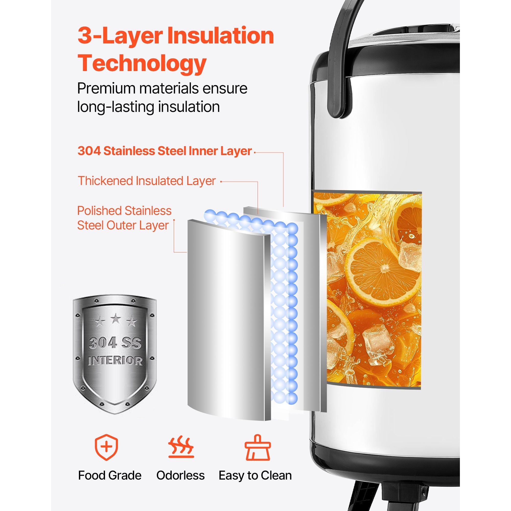 Insulated Beverage Dispenser with Real-Time Temp Display & Leak-Proof Spigot – 3.2 Gal Stainless Steel