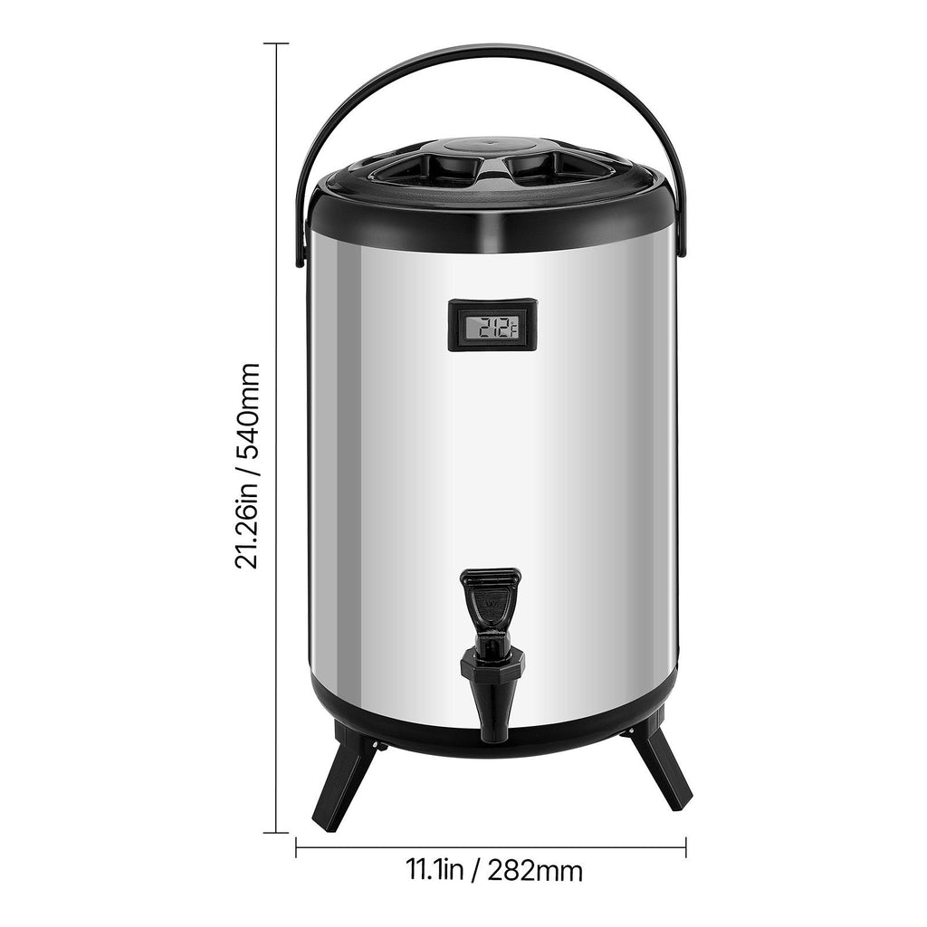 Insulated Beverage Dispenser with Real-Time Temp Display & Leak-Proof Spigot – 3.2 Gal Stainless Steel