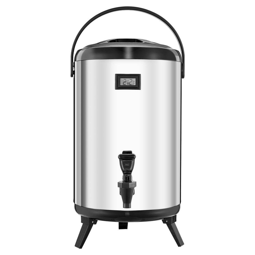 Insulated Beverage Dispenser with Real-Time Temp Display & Leak-Proof Spigot – 3.2 Gal Stainless Steel