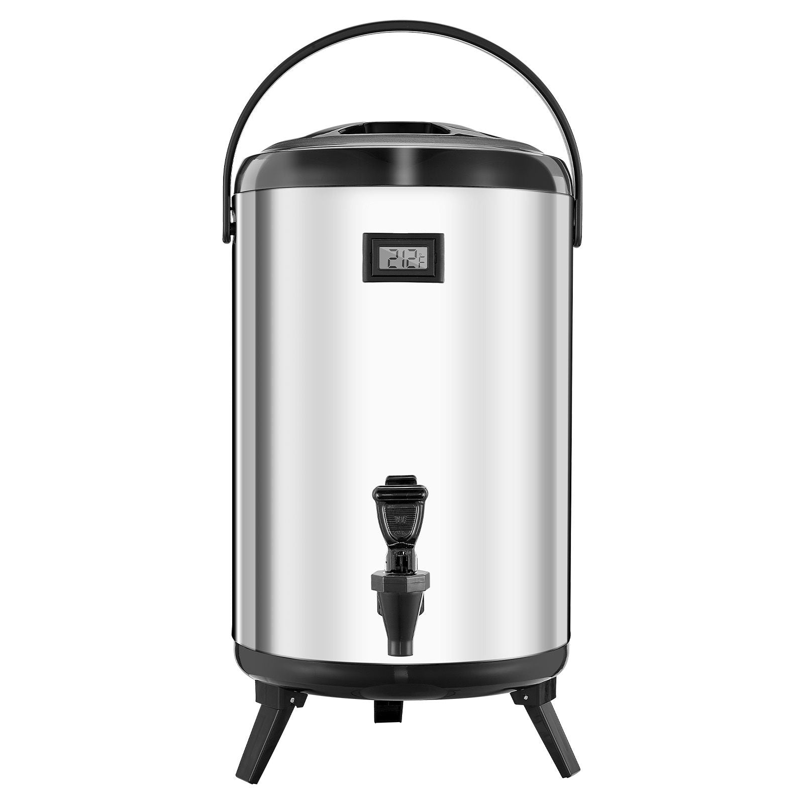 Insulated Beverage Dispenser with Real-Time Temp Display & Leak-Proof Spigot – 3.2 Gal Stainless Steel