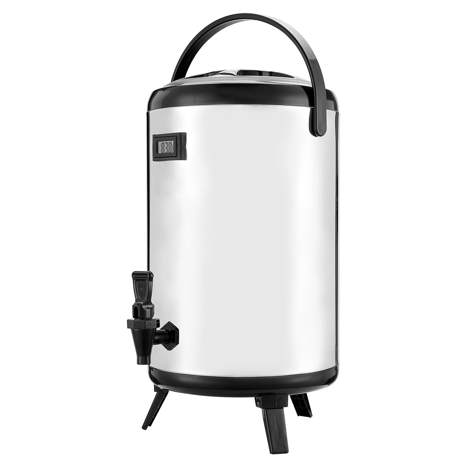 Insulated Beverage Dispenser with Real-Time Temp Display & Leak-Proof Spigot – 3.2 Gal Stainless Steel