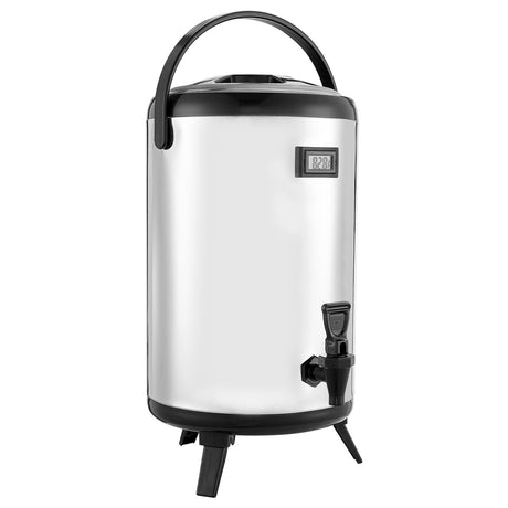 Insulated Beverage Dispenser with Real-Time Temp Display & Leak-Proof Spigot – 3.2 Gal Stainless Steel