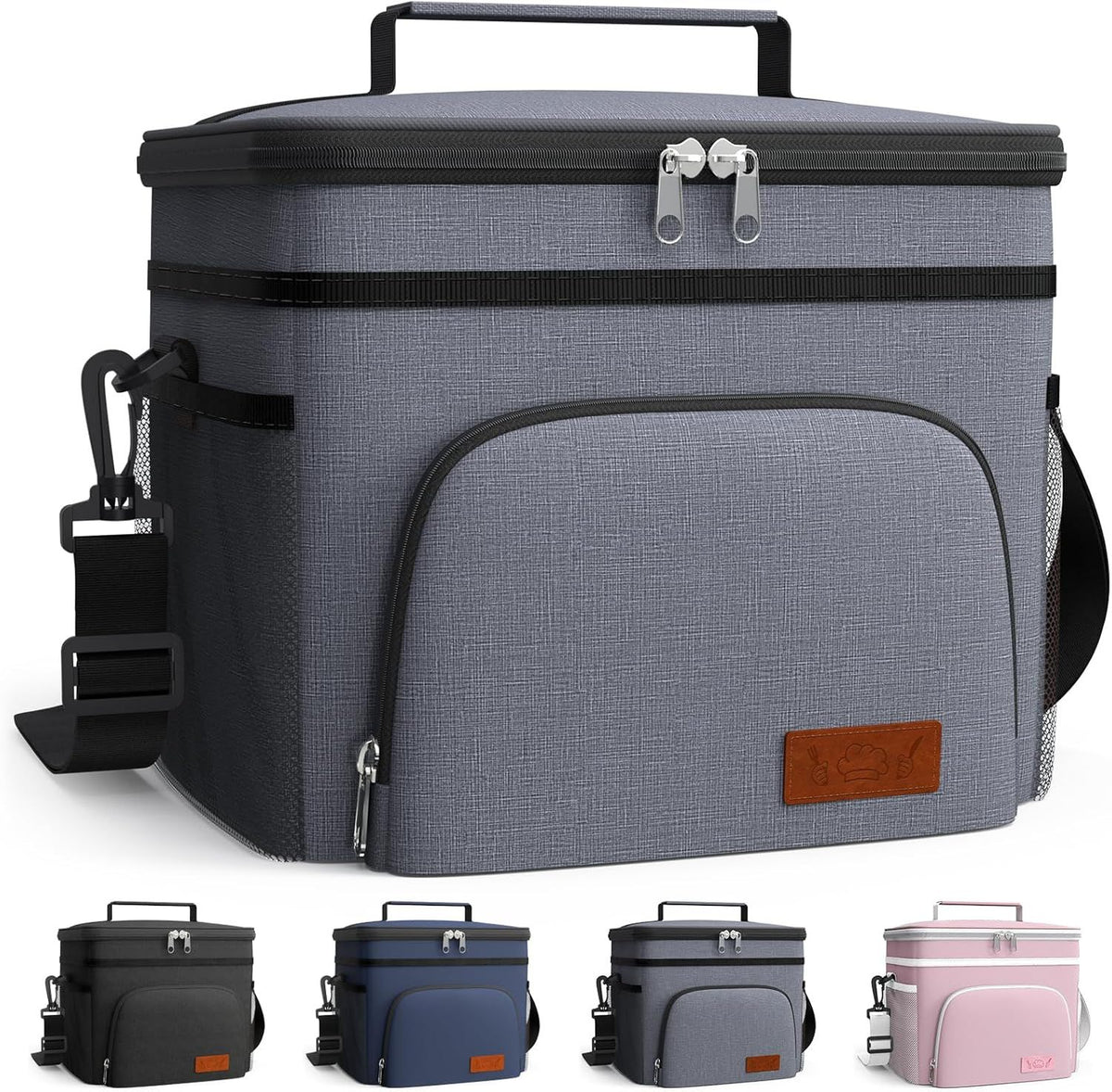 Black Insulated Lunch Bag with Four Pockets