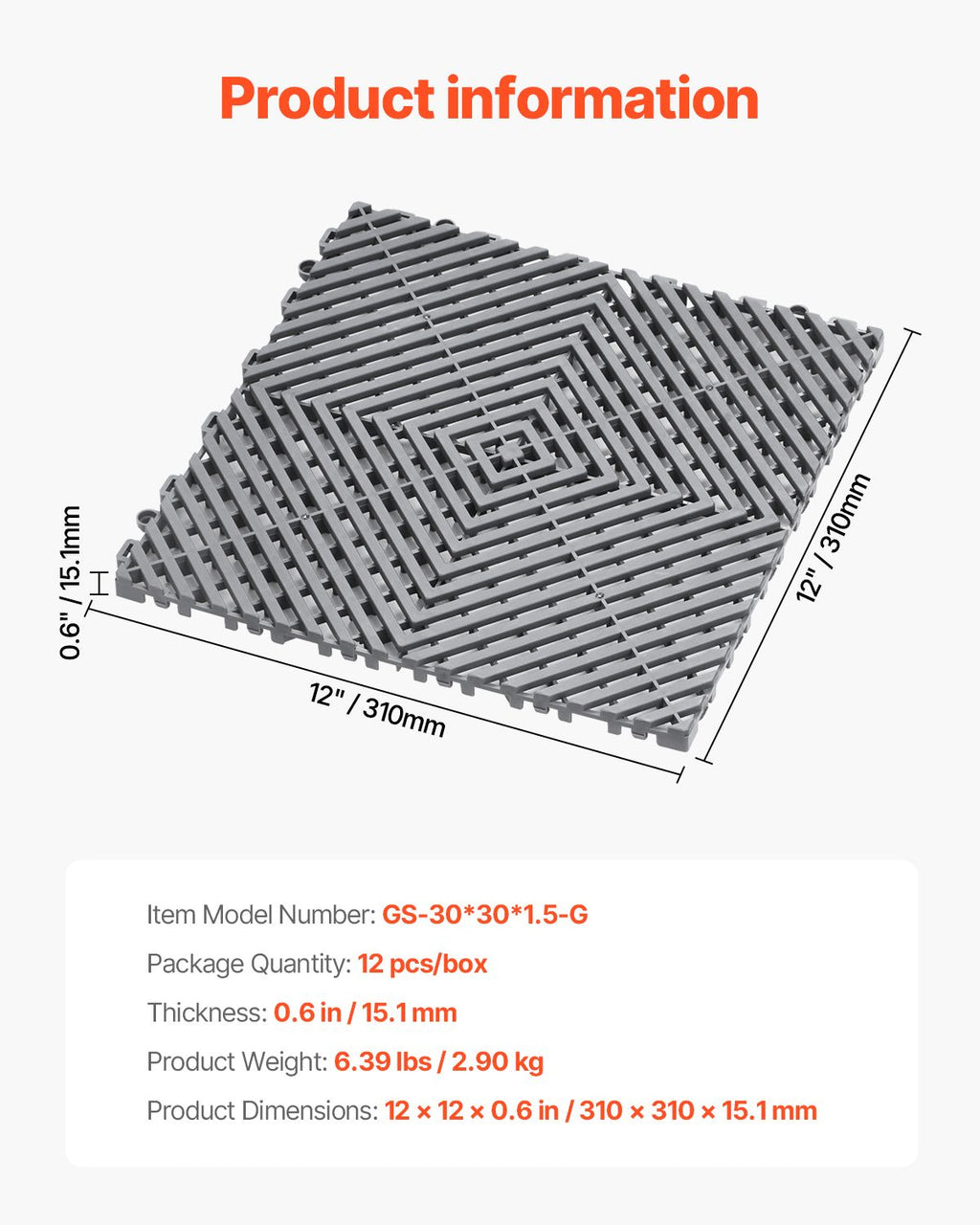Modular Interlocking Drainage Mat for Garage and Garden