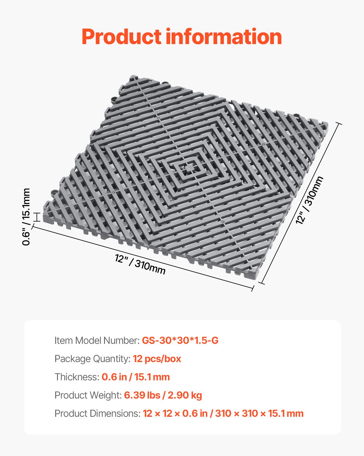 Modular Interlocking Drainage Mat for Garage and Garden